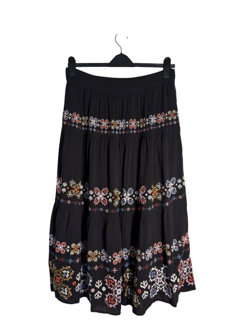 Boden Embroidered Tiered Design Viscose Cotton Polyester Blend Lined Boho Style - Picture 4 of 16